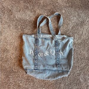Museum of Peace and Quiet Wordmark Denim Tote Bag - Acid Wash